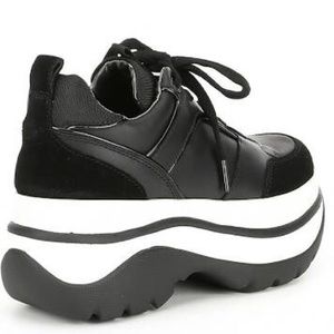 felicia leather and canvas platform trainer